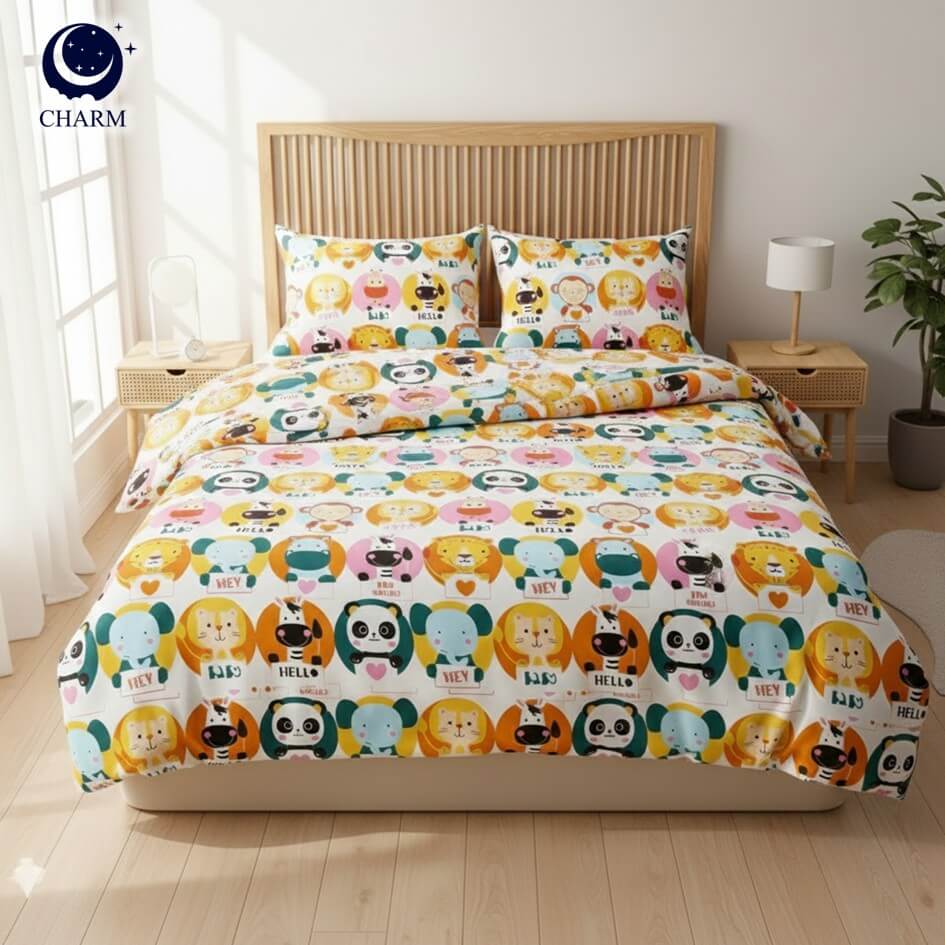 ชุดผ้าปูที่นอน 6 ฟุต 4 ชิ้น CHARM สี WILDLIFE คอลเลคชั่น DREAMY